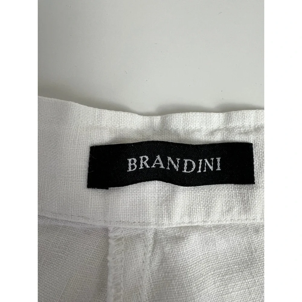 Brandini Mens XL White 100% Linen Drawstring Straight Leg Pants Beach Resort